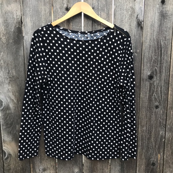 LOFT Tops - Ann Taylor Loft Black and Cream Polka Dot Shirt